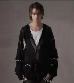 grancy ディストラクションカーディガン 黒　L