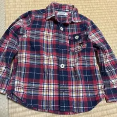 DOUBLE.B チェック柄長袖シャツ 100cm