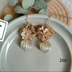 ❀260 桜 アンティーク調オーロラビーズピアス イヤリング 和風 ハンドメイド