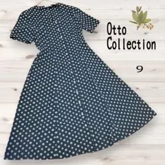 ​【日本製・美シルエット】オットーコレクション ドット柄ワンピース Mのサムネイル