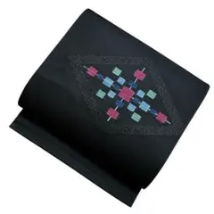 ユ211名古屋帯 黑地 着物帯　仕立て上り