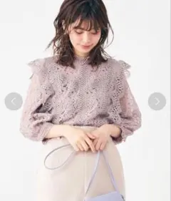 natural couture ヴィンテージ レース ブラウス ピンク フリルのサムネイル