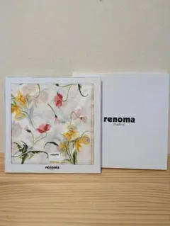 新品未使用　renoma 花柄 ハンカチ 綿100%