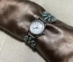 ナバホ族 ゼイタビゲイ クラスター腕時計 インディアンジュエリー ターコイズ