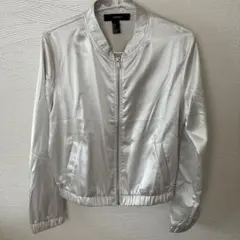 FOREVER 21 サテン ボンバージャケット シルバー Sのサムネイル