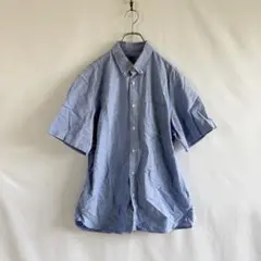 BEAMS シアサッカー ストライプシャツ 半袖 ライトグレー 吸湿速乾 L 