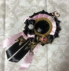 【痛ロゼット】オタ活 推し活 痛バ 缶バッジ ハンドメイド ピンク 黒 金 53