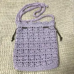 ミニトートバッグ 巾着バッグ パープル ハンドメイド