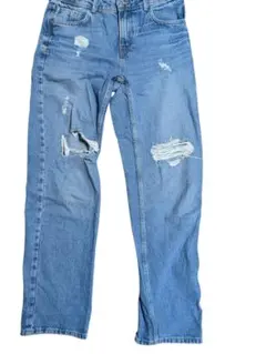 ZARA ダメージ加工 ストレートデニム