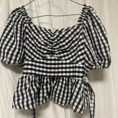 ギンガムチェック パフスリーブブラウス