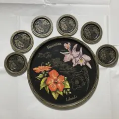 レトロ　Hawaiian Islands トレイ コースターセットのサムネイル