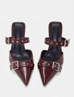 SHEIN ポインテッドトゥミュール パンプス バーガンディ