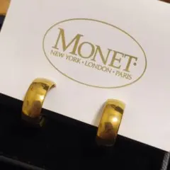 MONET　モネ　イヤリング　ゴールド　ヴィンテージ　小ぶり　フープ　ミラー