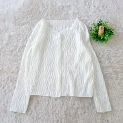 metem select カーディガン 白 シアー長袖 F　アイボリー　羽織り