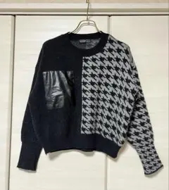 enough for me ハウンドトゥース柄（千鳥格子）ニットセーター未使用