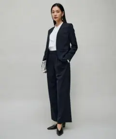 ICB Fied 42 【洗える・ウエストゴム】Fied ワイドパンツ ネイビー