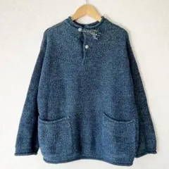 45R モカシンニット インディゴ 藍染 コンチョボタン カットソー 厚手のサムネイル