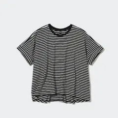 UNIQLO ユニクロ コットンオーバーサイズボーダーT (半袖) Mサイズ