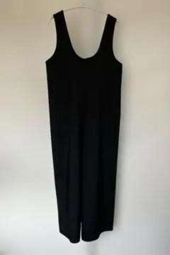 【美シルエット】着痩せ サロペット オールインワン L ブラック 楽ちん 綺麗め