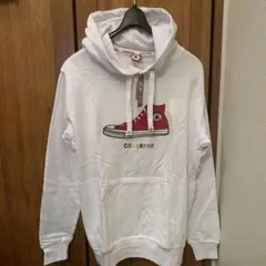 CONVERSE スニーカー柄 ホワイトパーカー M