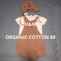 H&M オーガニックコットン オーバーオール ＆半袖ニット　86cm