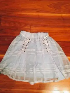 シフォン地ミニスカート 水色のサムネイル