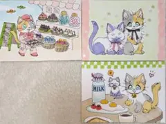 手描きイラスト3点セット　ミニイラスト　原画