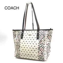 コーチ COACH ペイズリー柄 トートバッグ ホワイト PVC 59329