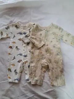 petit main 恐竜柄ロンパース 2点セット