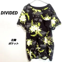4876U ディバイデッド 花柄 Tシャツ M 黒 アロハ 総柄 ポケット 半袖のサムネイル