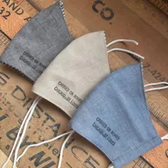 ハンドメイド布マスク★10115 子供用 ブルー 薄いベージュ ブラック 黒系