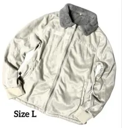 裏ボア ジャケット ミリタリージャケット スエード風 ブルゾン 細身 防寒 L