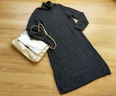 美品SPECCHIOスペッチオ 黒ラメ入りタートルネック ワンピース40