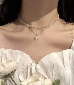 フェイクパール 2連ネックレス