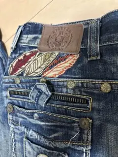【希少】RIOBERA リオベラ デニム パンツ 刺繍 フェザー スカル W80のサムネイル