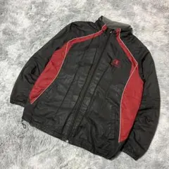 Champion ナイロンジャケット ブラック/レッド　メンズL古着ドローコード