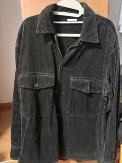 ダークグリーン コーデュロイ シャツジャケット Lサイズ