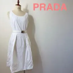 PRADA プラダ 装飾 スリーブレス ドレス ワンピース サマードレス