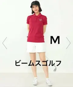 BEAMS GOLF レディース 半袖ポロシャツ Mサイズ レッドのサムネイル
