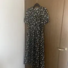 花柄 半袖ロングワンピース