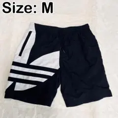 【美品】アディダスオリジナルス　ビッグトレフォイルショートパンツ　M　黒白のサムネイル