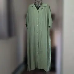 Yuni グリーン シャツワンピース 半袖