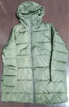 ロングコートLL(JP L) アウター 中綿 オリーブ フード付 無地