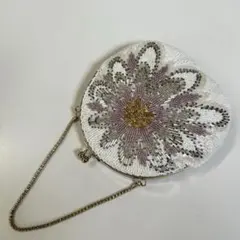 新品❣️花柄総ビーズ刺繍 クラッチバッグ　和装バック