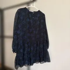ZARA チュニック　青　花柄　シースルー　まとめ買い歓迎のサムネイル