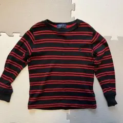 Polo Ralph Lauren 長袖カットソー2/2T 黒赤ストライプ