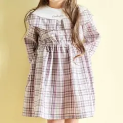 【新品】anyfam ANYKIDS チェックドッキングワンピース ピンク120