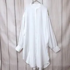 【ローリーズファーム】 長袖 シャツワンピース　ホワイト　ロング丈　カジュアル