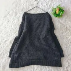 ウィゴー　WEGO　オーバーサイズ 黒 編み目模様 長袖ニット　F　セーター