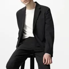 UNIQLO ユニクロ　感動ジャケット　ウールライク　ブラック　黒　 L メンズ